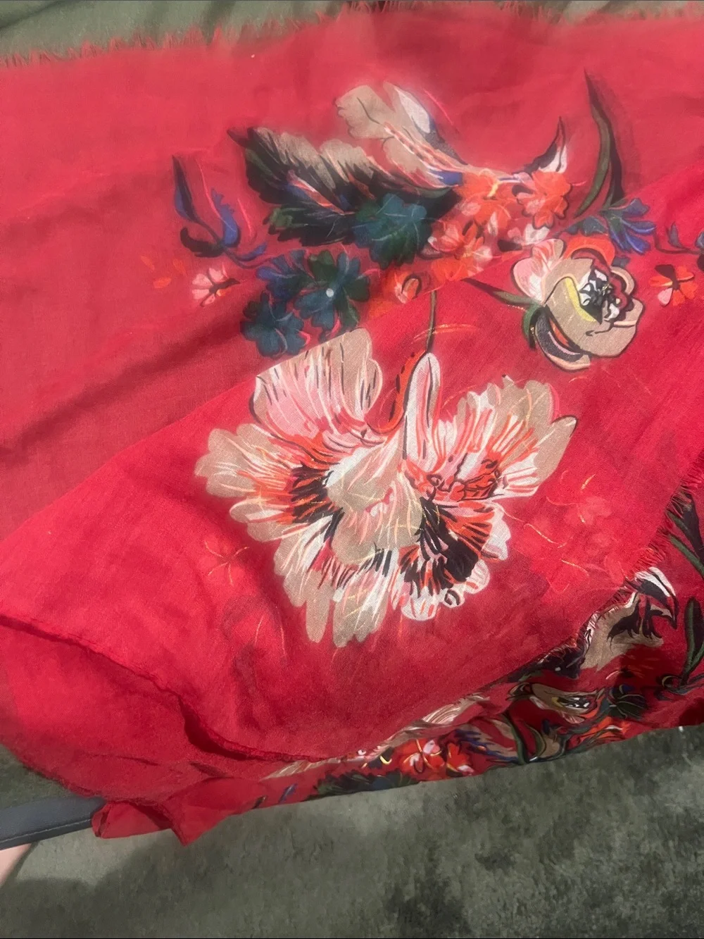 Red Floral scarf wrap- Vibrant Red Floral Design